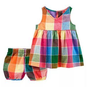 Carter's Plaid Linen 2-Pc Outfit